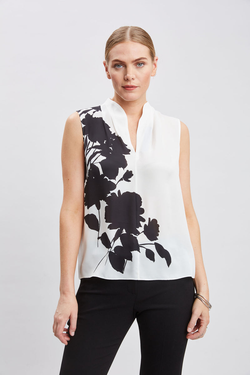 Midnight Garden Sleeveless Silk Top