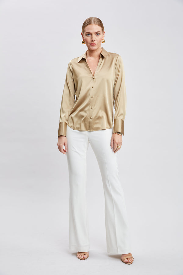 Silk Satin Button Down Shirt