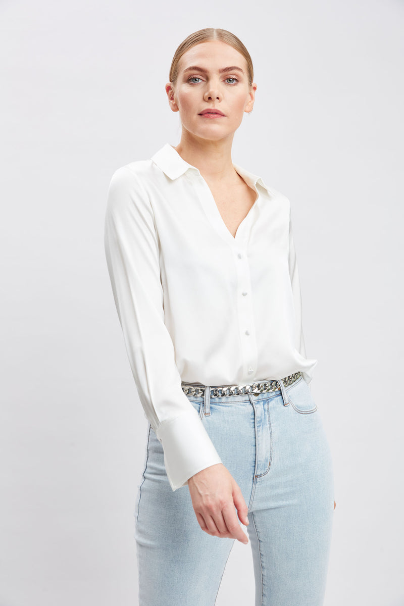 Silk Satin Button Down Shirt