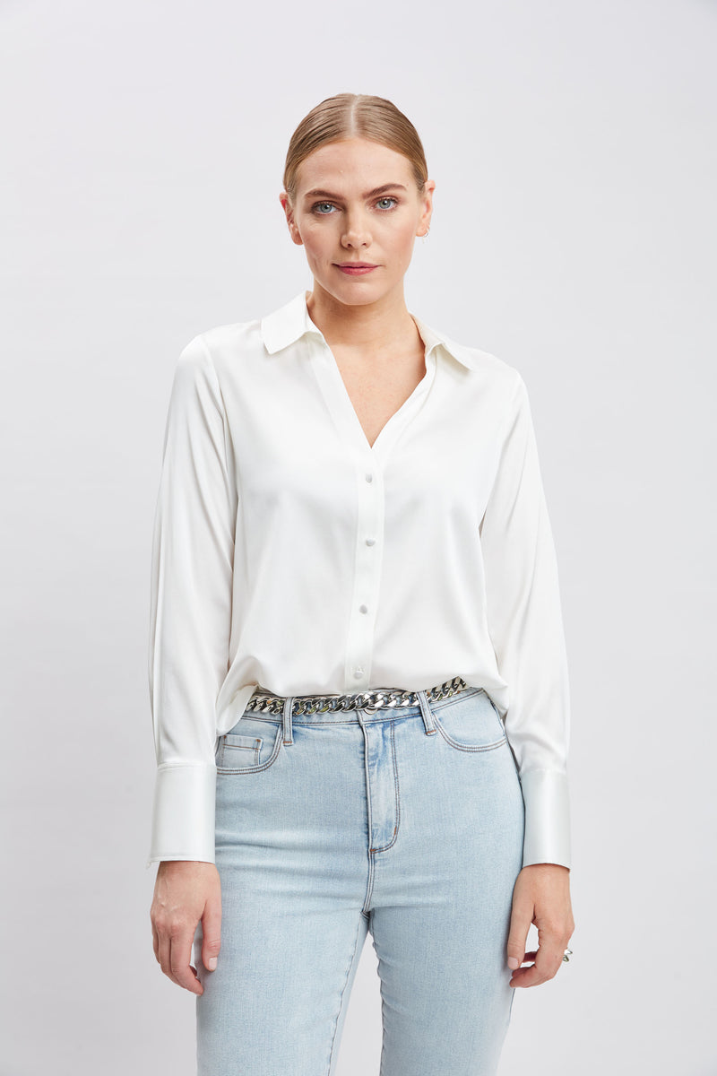 Silk Satin Button Down Shirt