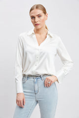 Silk Satin Button Down Shirt