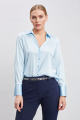 Silk Satin Button Down Shirt