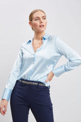 Silk Satin Button Down Shirt