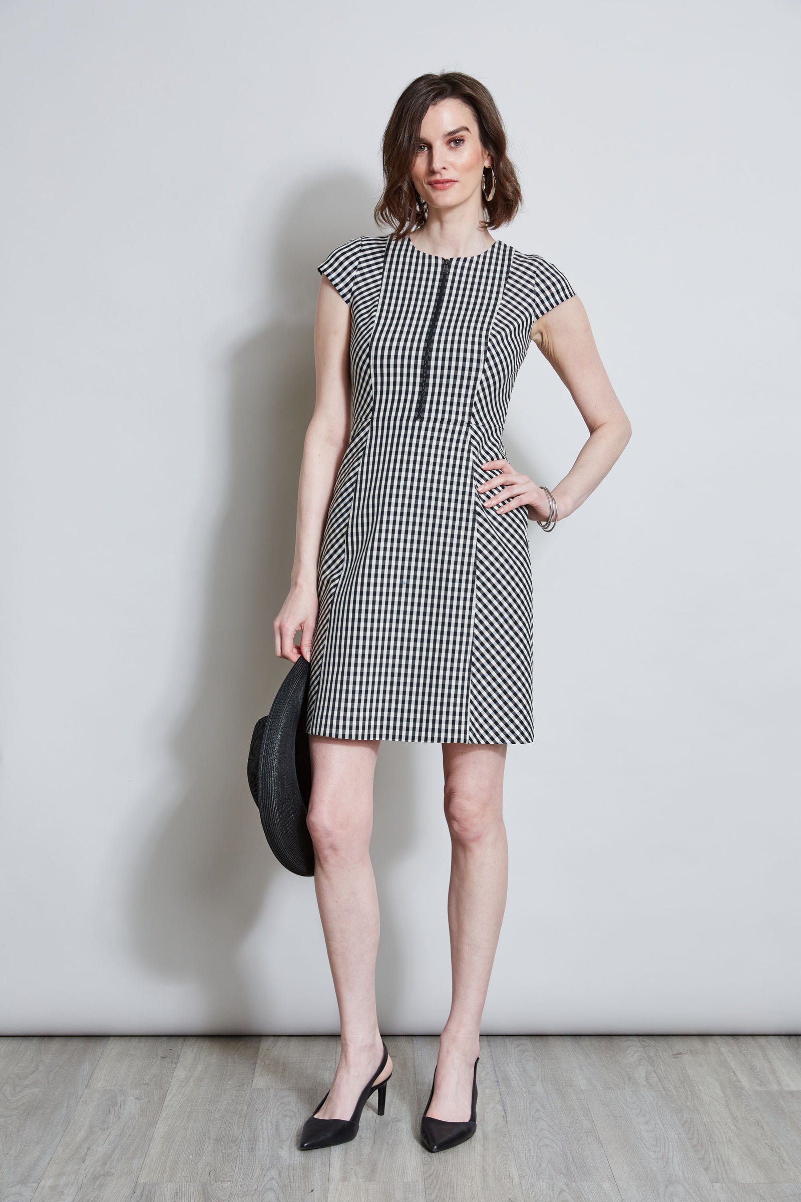 Gingham Fit Flare Dress Elie Tahari