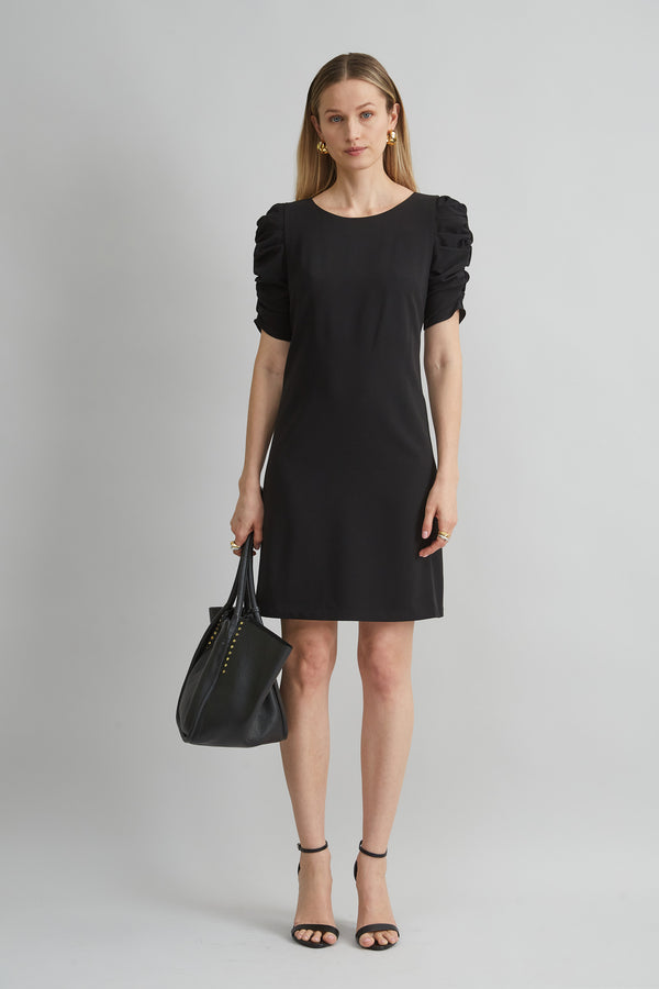 Ruched Sleeve Shift Dress