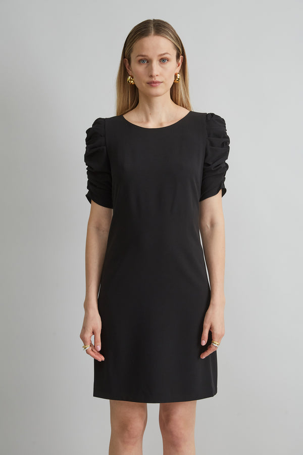 Ruched Sleeve Shift Dress