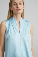 Sleeveless Silk Satin Contour Shirt