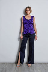 Silk Satin Braid Ruched Top