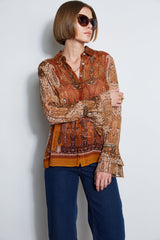 Silk Crinkle Chiffon Raj Paisley Shirt