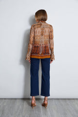 Silk Crinkle Chiffon Raj Paisley Shirt