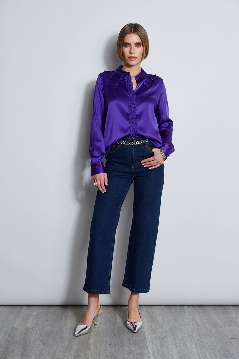 Chiffon Ruffle Silk Satin Shirt