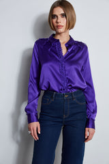 Chiffon Ruffle Silk Satin Shirt