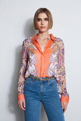 Silk Paisley Button Down Shirt