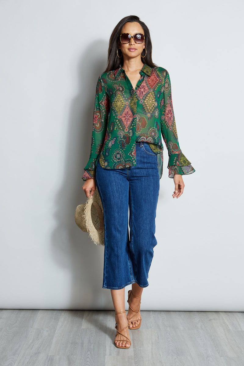 Out From Under Green Paisley Crinkle Trouser