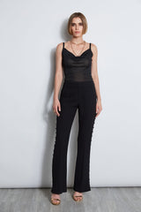 Side Button Crepe Pant