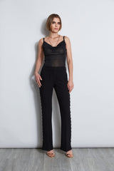 Side Button Crepe Pant