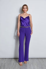 Side Button Crepe Pant