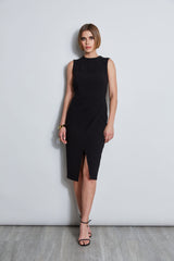 Dart Neck Faux Wrap Dress