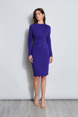 Ruched Long Sleeve Knit Dress