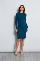 Ruched Long Sleeve Knit Dress