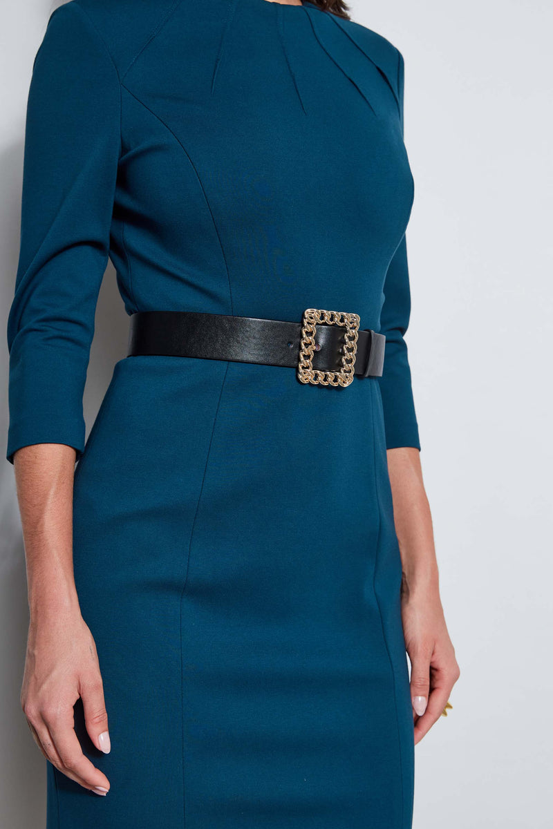 Chain Belt Dart Dress