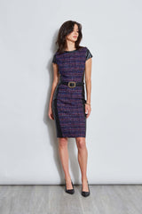 Tweed Vegan Leather Panel Dress