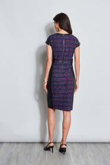 Tweed Vegan Leather Panel Dress