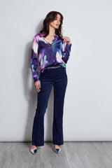 Silk Satin Moire Floral Shirt