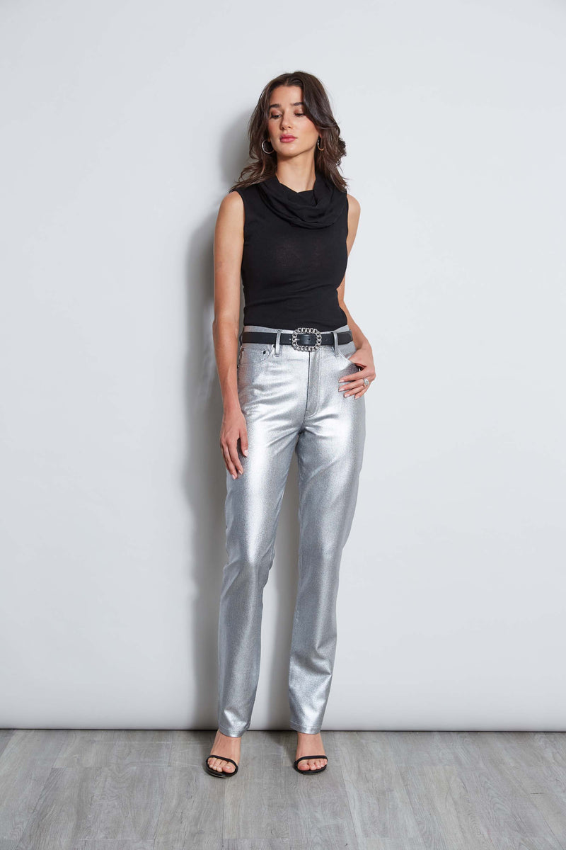 Metallic Stretch Twill Jeans