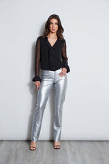 Metallic Stretch Twill Jeans