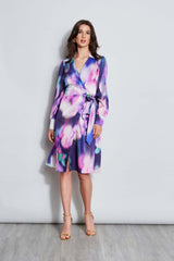 Moire Floral Wrap Dress