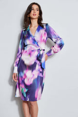 Moire Floral Wrap Dress