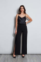 Crepe Overlay Slit Pant