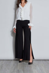 Crepe Overlay Slit Pant