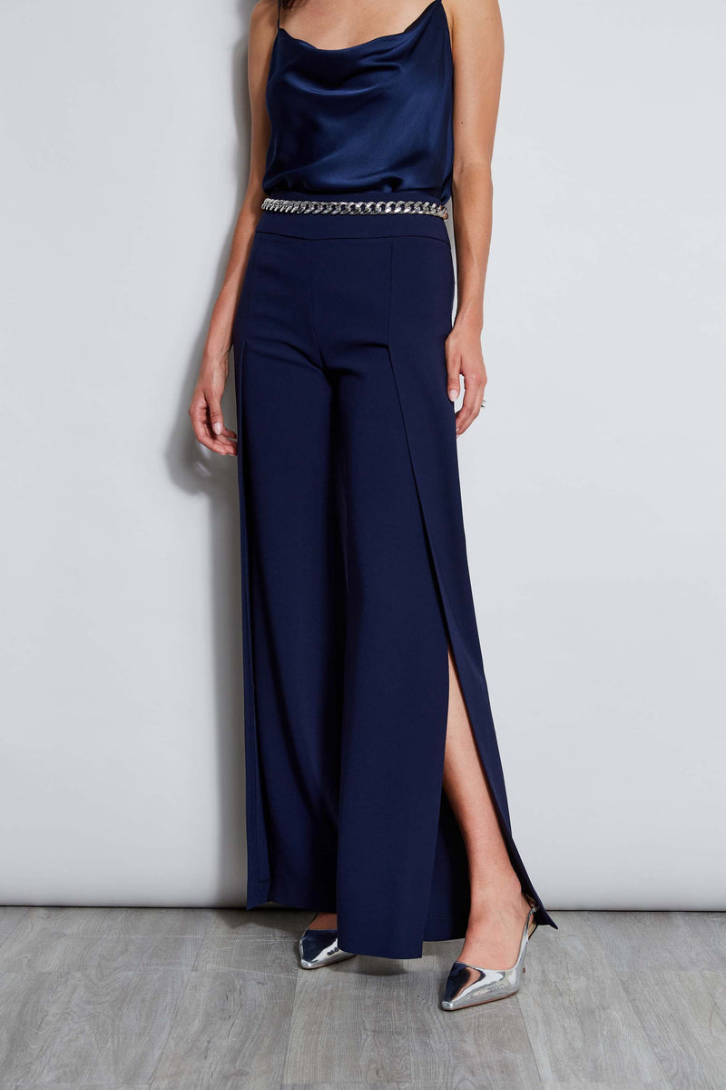 Crepe Overlay Slit Pant