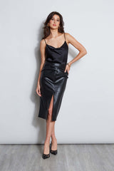 Vegan Leather Twist Skirt