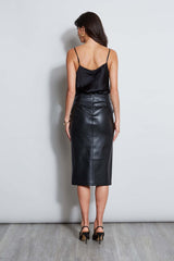 Vegan Leather Twist Skirt