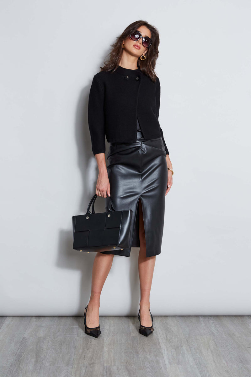 Vegan Leather Twist Skirt