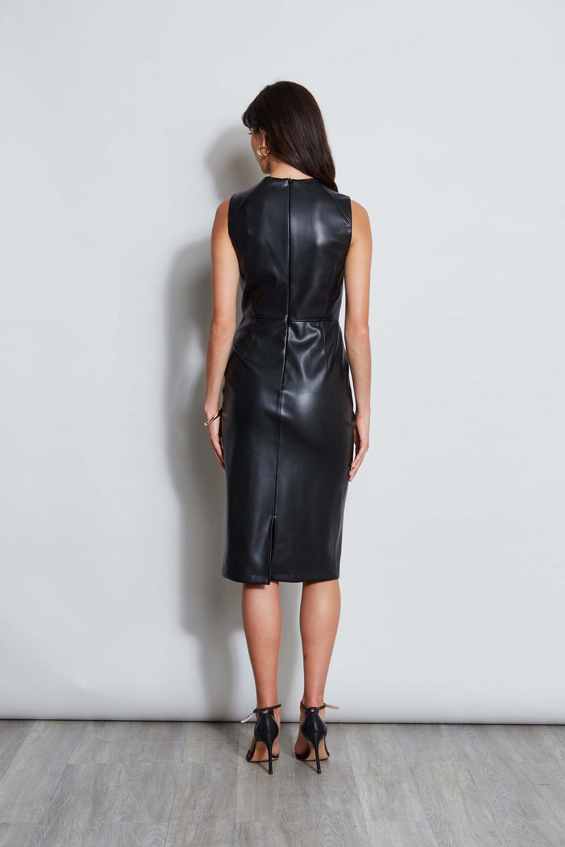 Vegan Leather Dart Wrap Dress