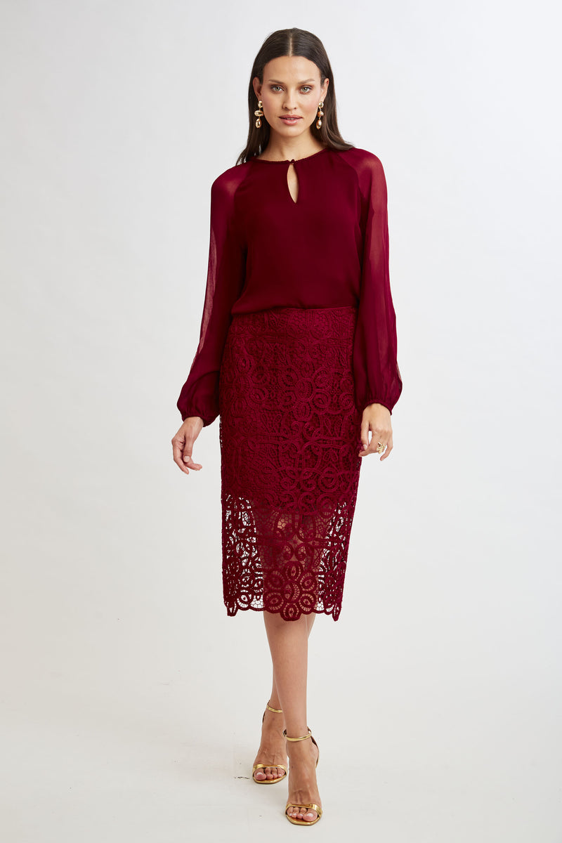 Crochet Lace Midi Skirt