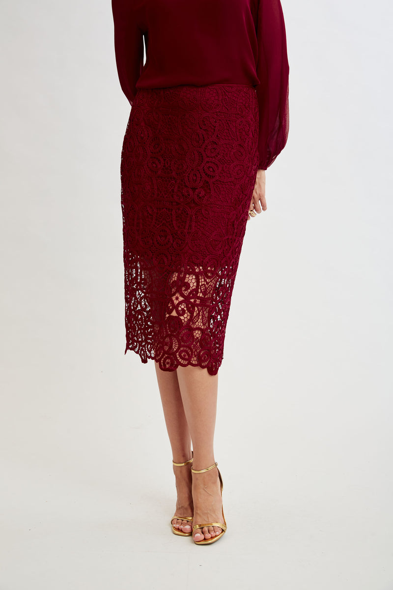 Crochet Lace Midi Skirt