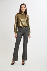 Metallic Draped Neck Shirt