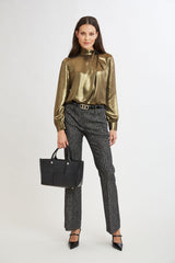 Metallic Draped Neck Shirt