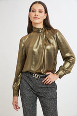 Metallic Draped Neck Shirt