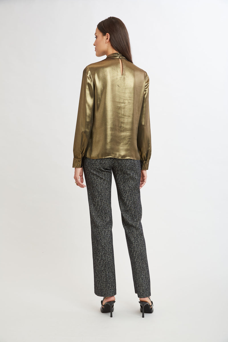 Metallic Draped Neck Shirt