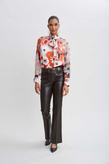 Silk Satin Wintergarden Chiffon Sleeve Shirt