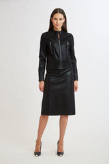 Croco Embossed Vegan Leather Motto Jacket