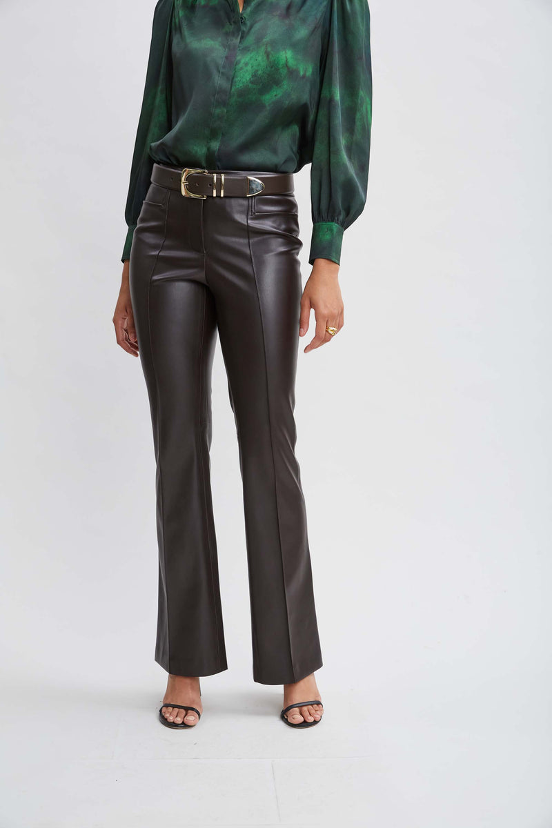 Vegan Leather Seam Pants