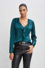 Silk Satin Contour Ruffle Shirt