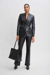 Vegan Leather Belted Blazer